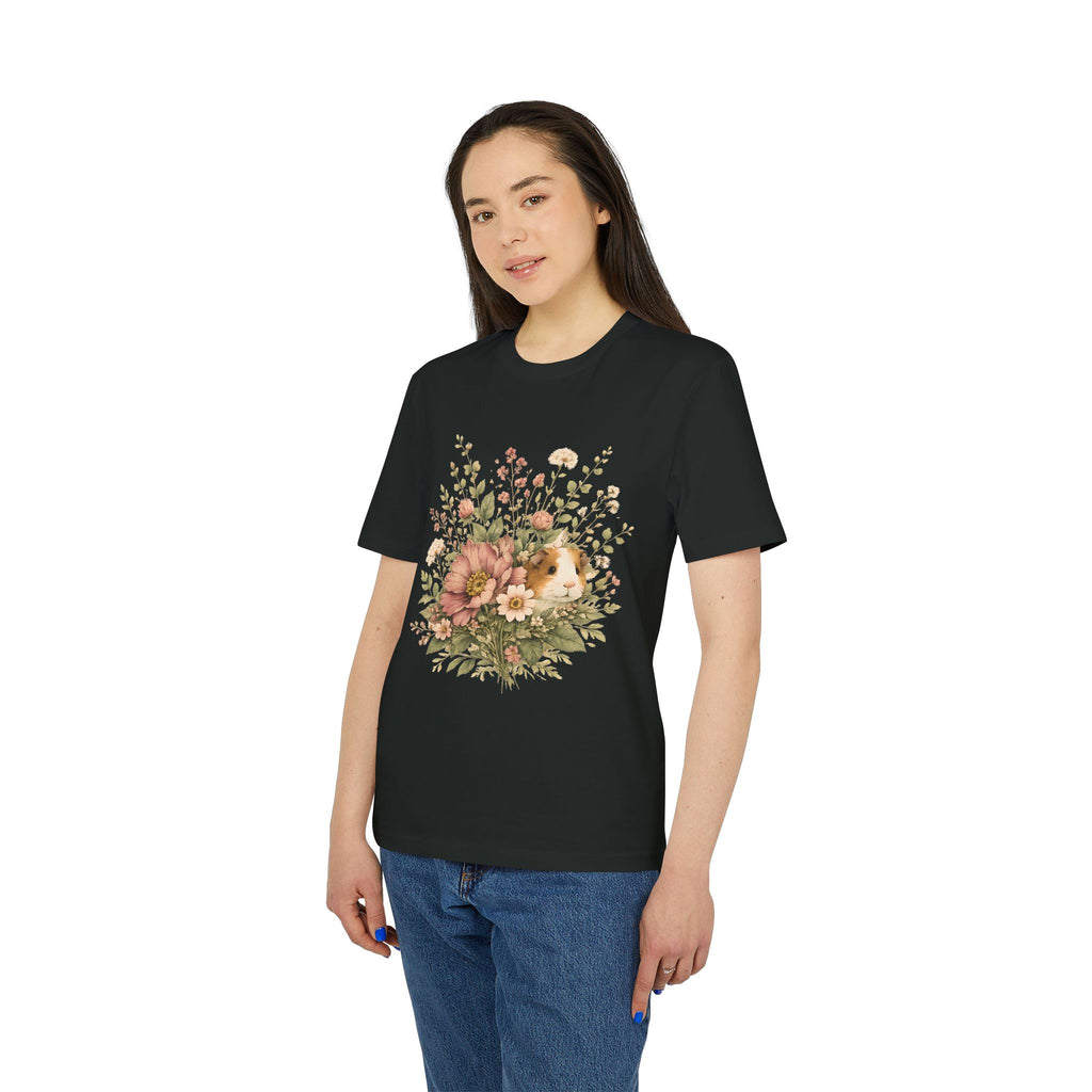 Guinea Pig Floral Tee — Vintage Bouquet Small Pet Graphic T-Shirt