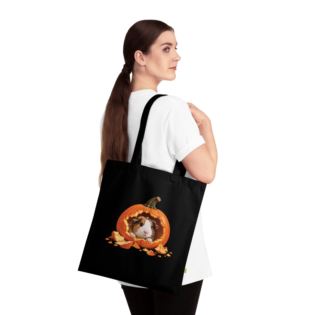Halloween Guinea Pig Tote Bag – Cute Pumpkin Guinea Pig Bag – Guinea Pig Lover Gift