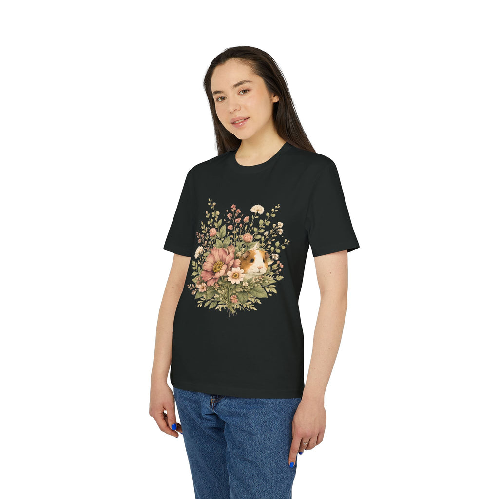 Guinea Pig Floral Tee — Vintage Bouquet Small Pet Graphic T-Shirt