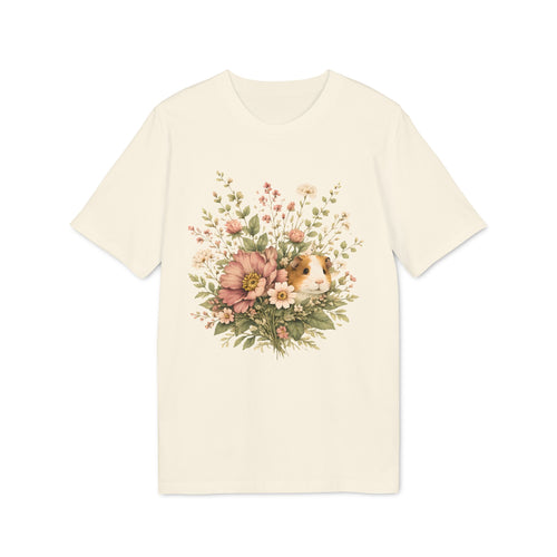 Guinea Pig Floral Tee — Vintage Bouquet Small Pet Graphic T-Shirt