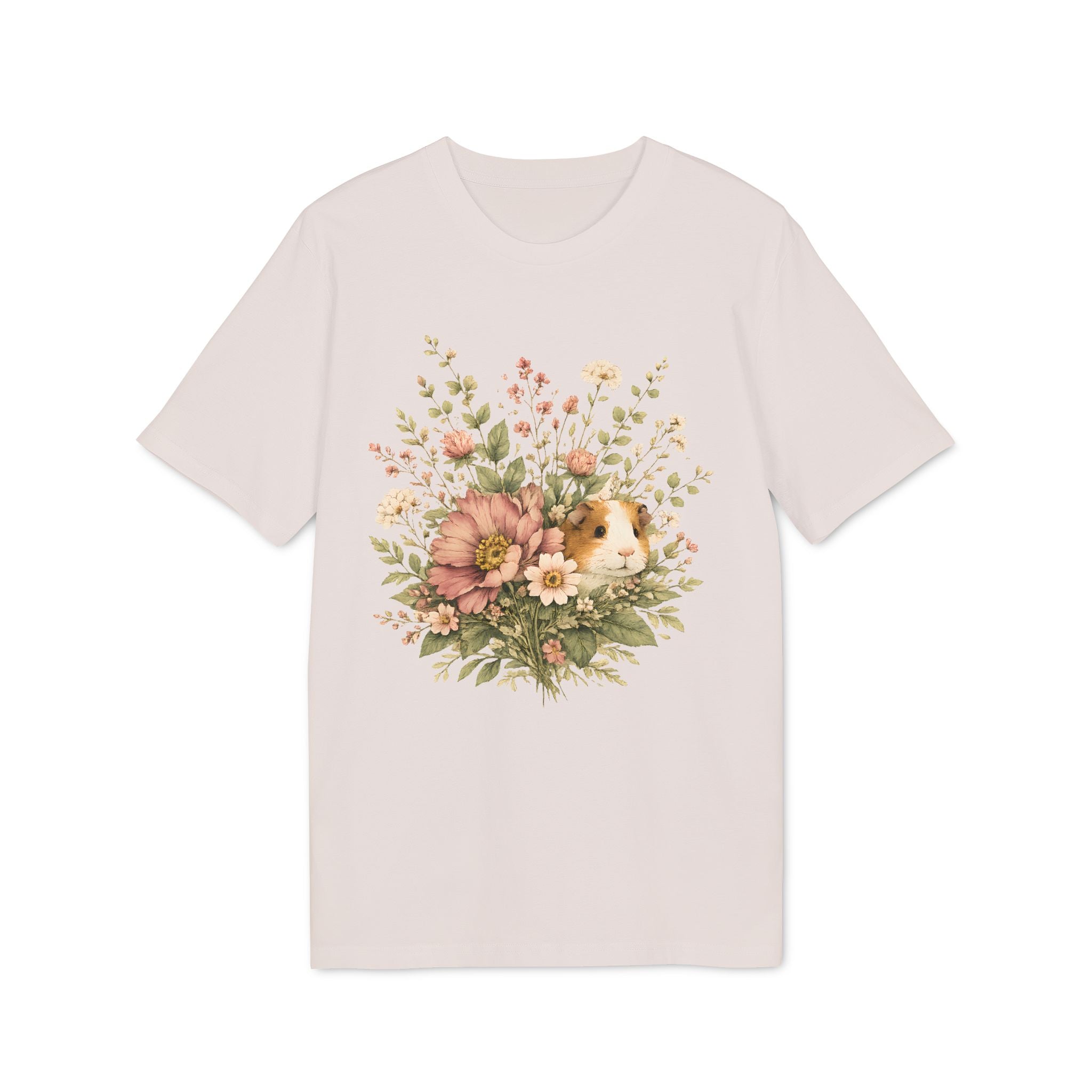 Guinea Pig Floral Tee — Vintage Bouquet Small Pet Graphic T-Shirt