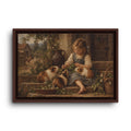 Framed Canvas Wall Art – Vintage Girl with Guinea Pigs