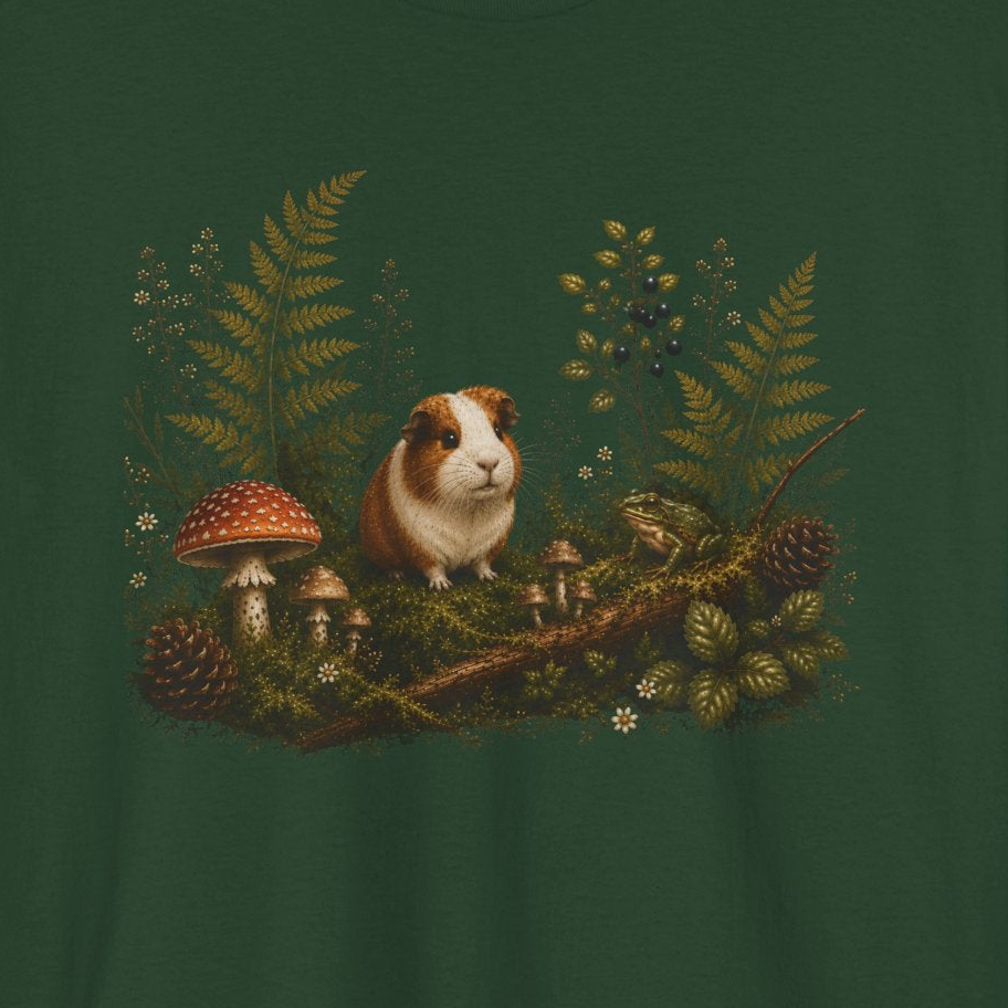 Guinea Pig Woodland T-Shirt | Botanical Cottagecore Tee