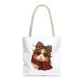 Guinea Pig Tote Bag with Leopard Bow and Heart Sunglasses