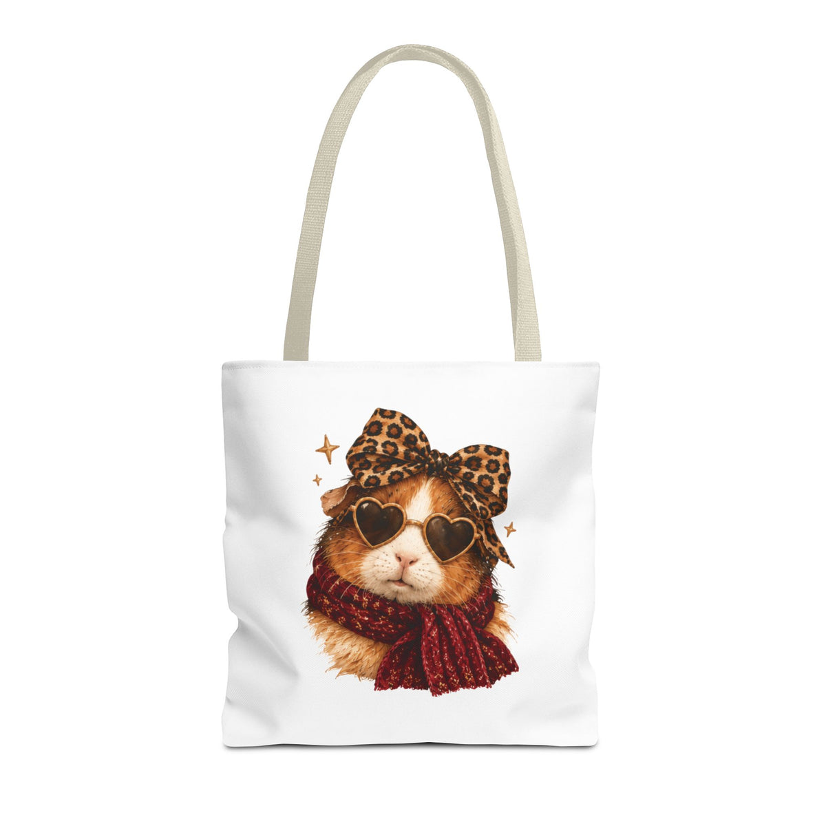 Guinea Pig Tote Bag with Leopard Bow and Heart Sunglasses