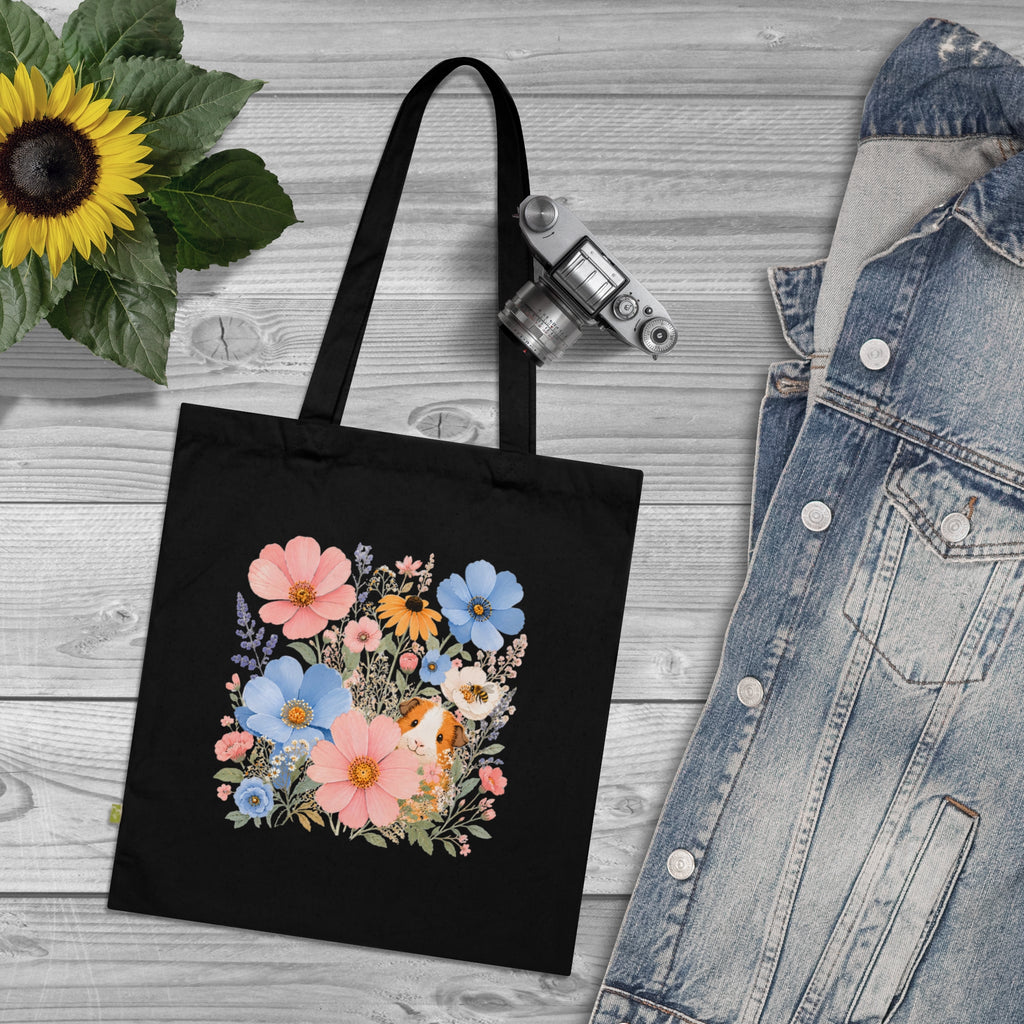 Vintage Floral Guinea Pig Organic Cotton Tote Bagganic