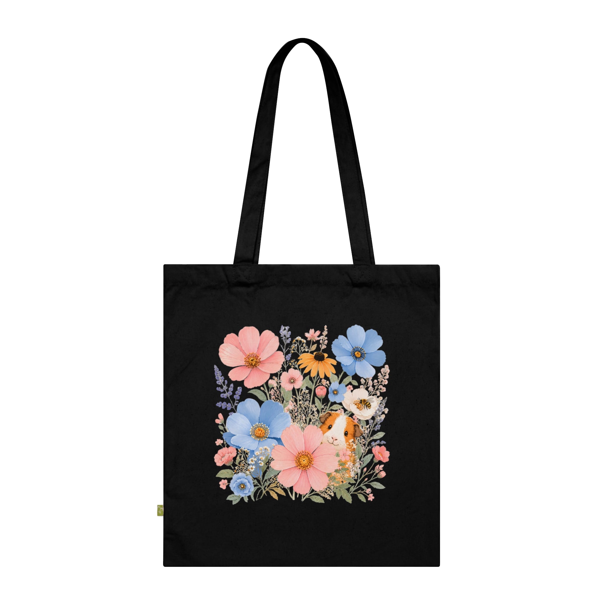 Vintage Floral Guinea Pig Organic Cotton Tote Bagganic