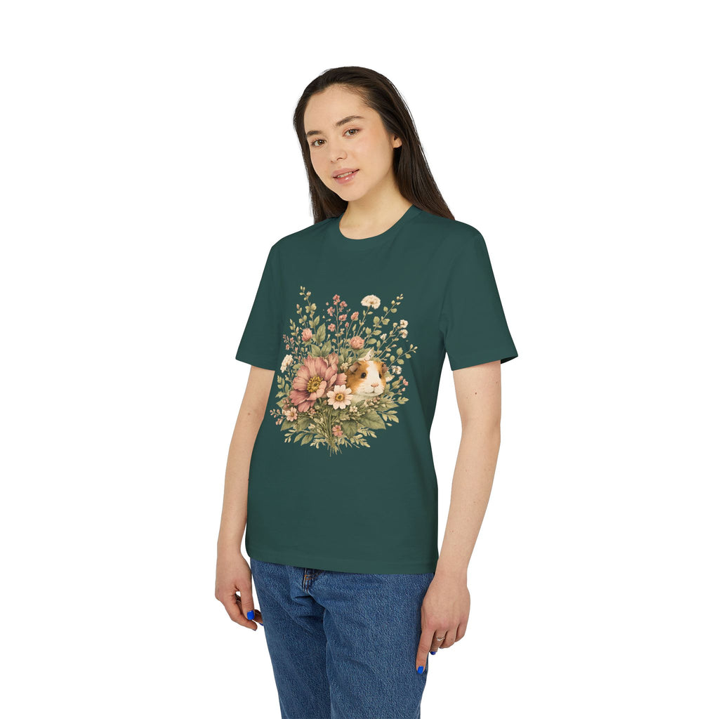 Guinea Pig Floral Tee — Vintage Bouquet Small Pet Graphic T-Shirt