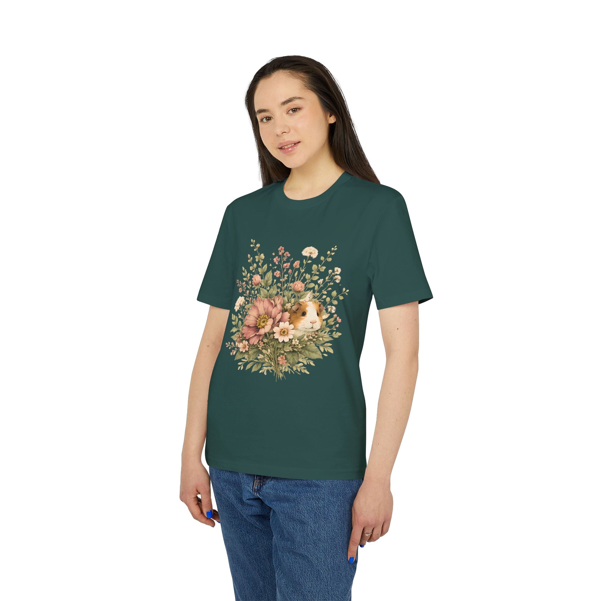 Guinea Pig Floral Tee — Vintage Bouquet Small Pet Graphic T-Shirt