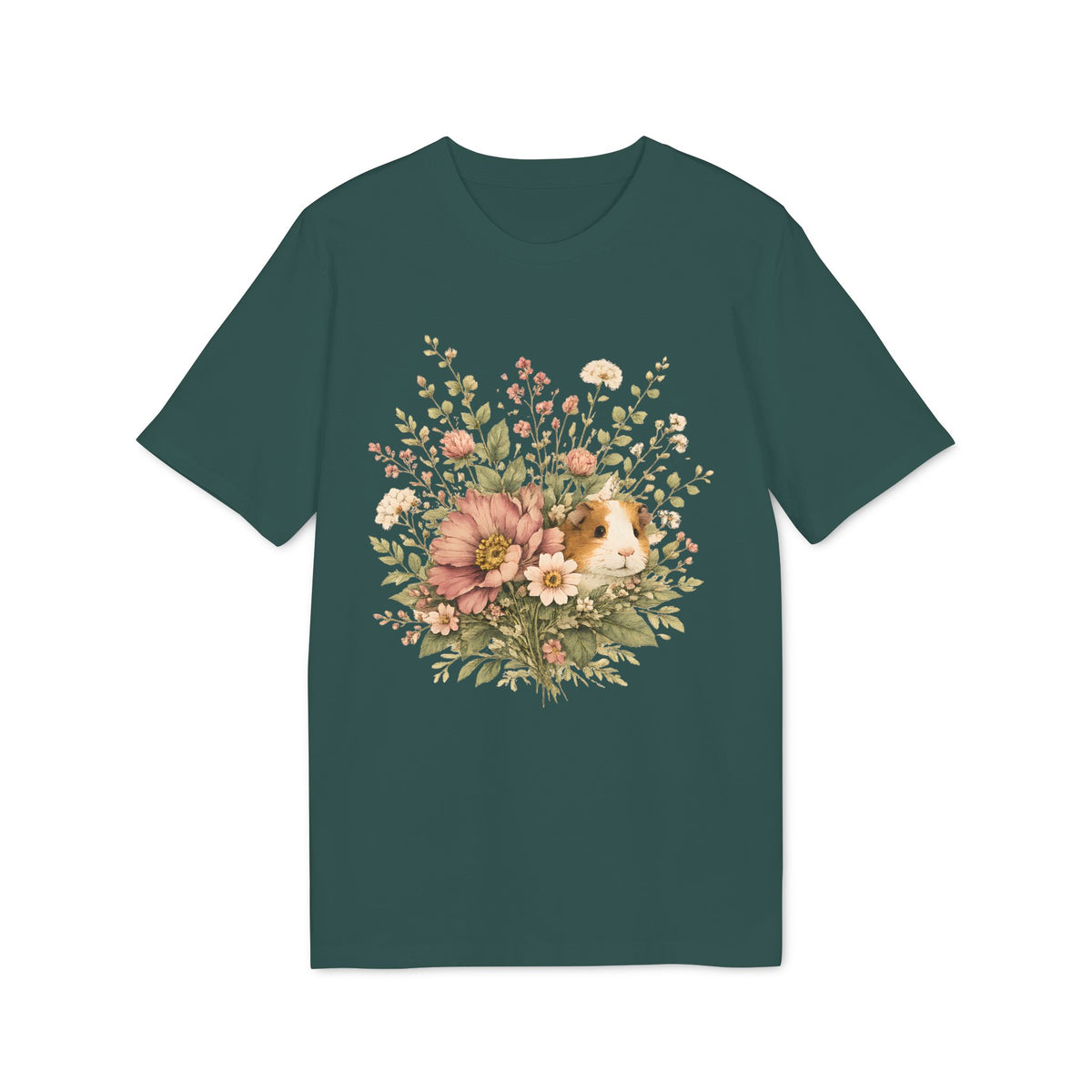 Guinea Pig Floral Tee — Vintage Bouquet Small Pet Graphic T-Shirt
