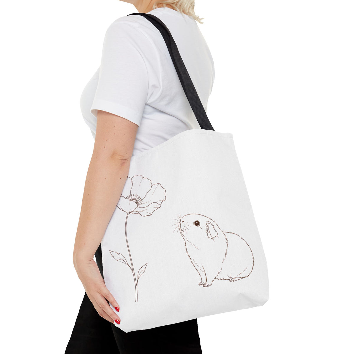 Guinea Pig Tote Bag – Floral Guinea Pig Bag, Cute Pet Lover Gift