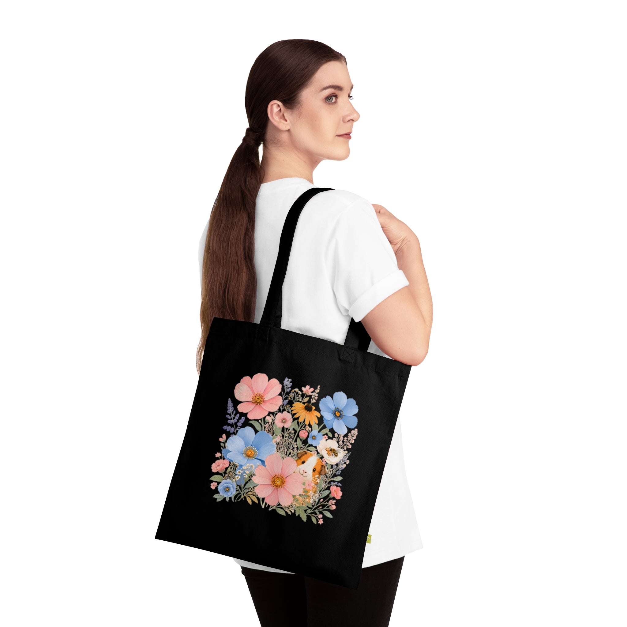 Vintage Floral Guinea Pig Organic Cotton Tote Bagganic