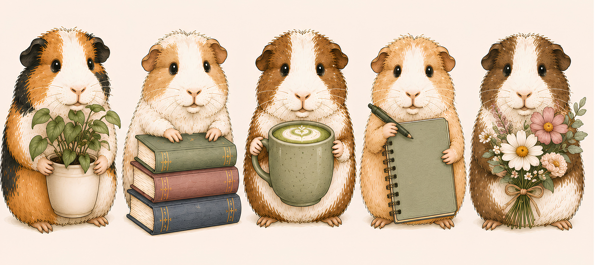 Cute Guinea Pig PNG – Botanical Guinea Pig Digital Download