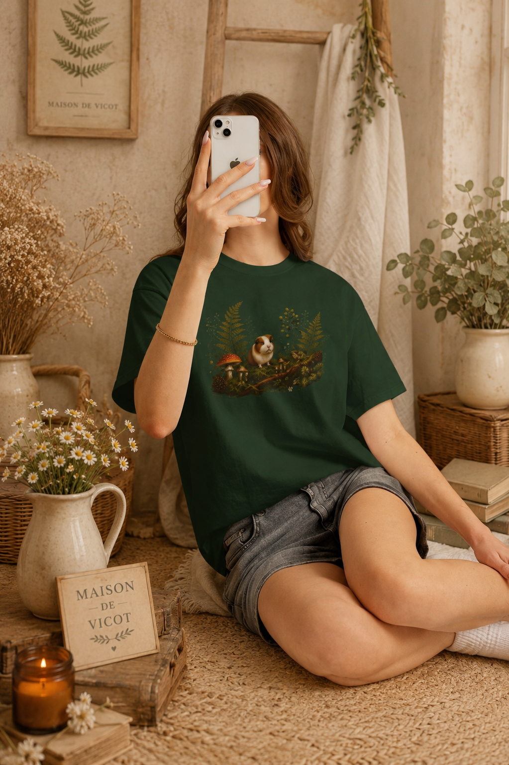 Guinea Pig Woodland T-Shirt | Botanical Cottagecore Tee