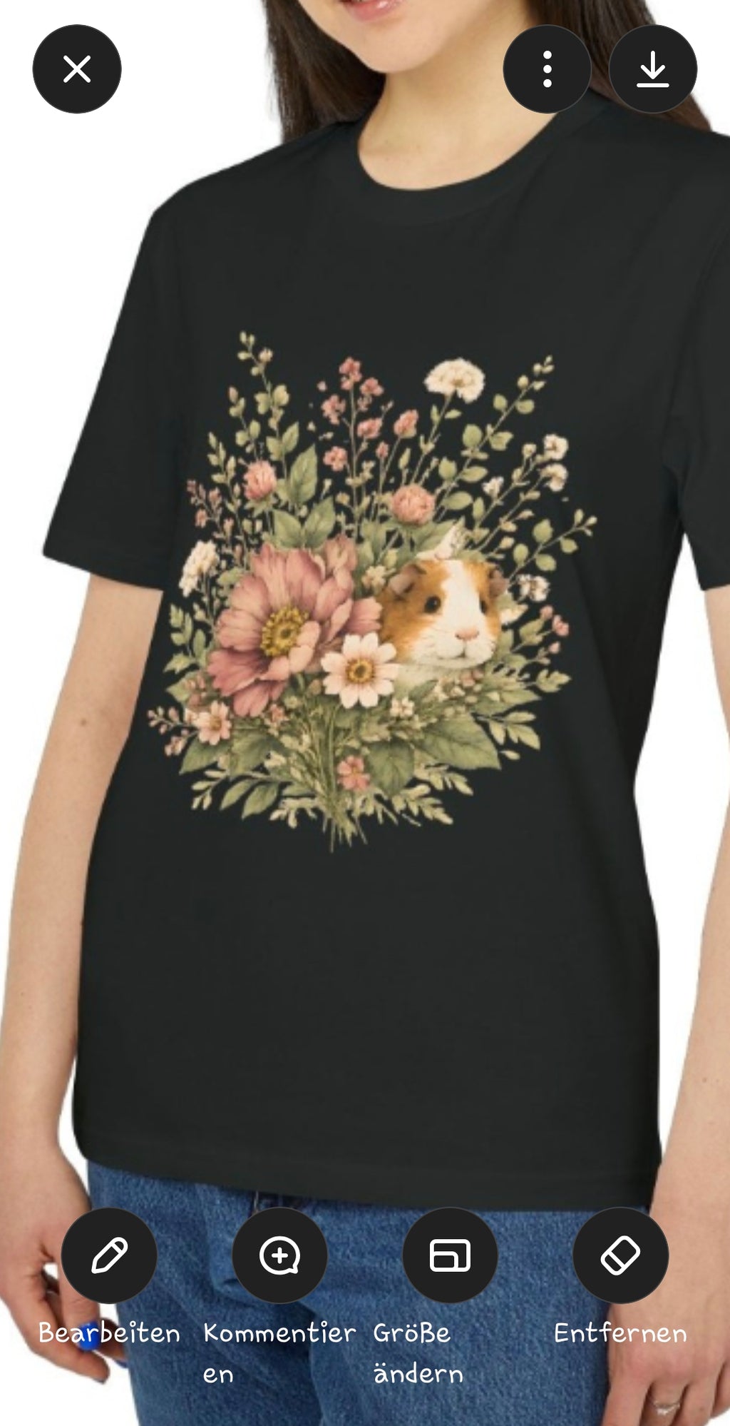 Guinea Pig Floral Tee — Vintage Bouquet Small Pet Graphic T-Shirt