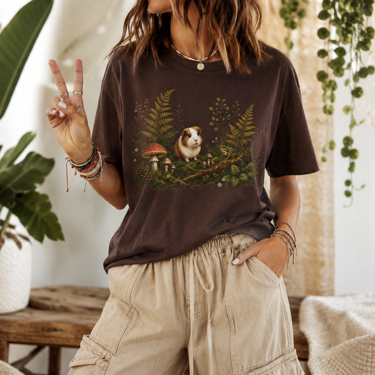Guinea Pig Woodland T-Shirt | Botanical Cottagecore Tee