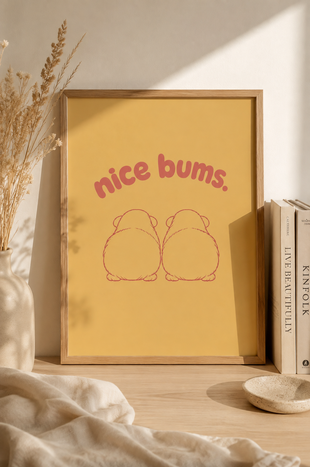 Nice Bums. Guinea Pig Poster – Cute Funny Guinea Pig Wall Art, Pet Lover Decor